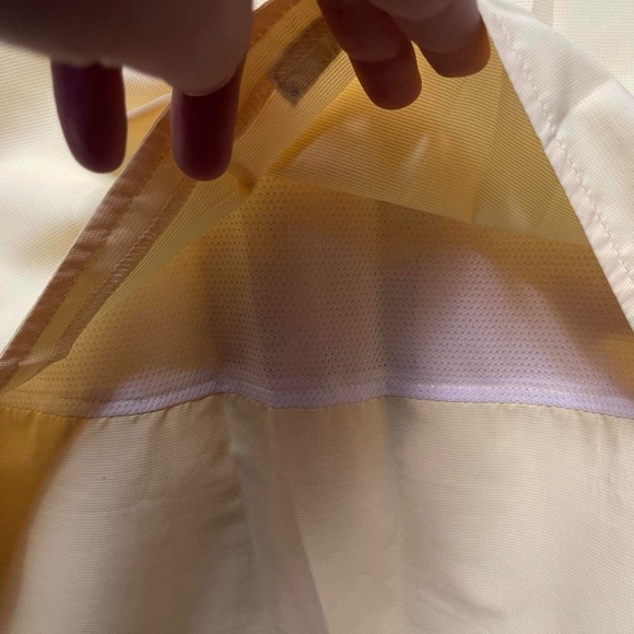 yellow lightweight long sleeve button up two pocket activewear collared shirt - Picture 7 of 8